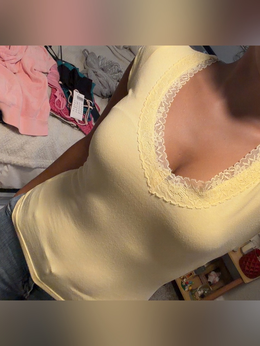 Yellow Lace Trim Top
